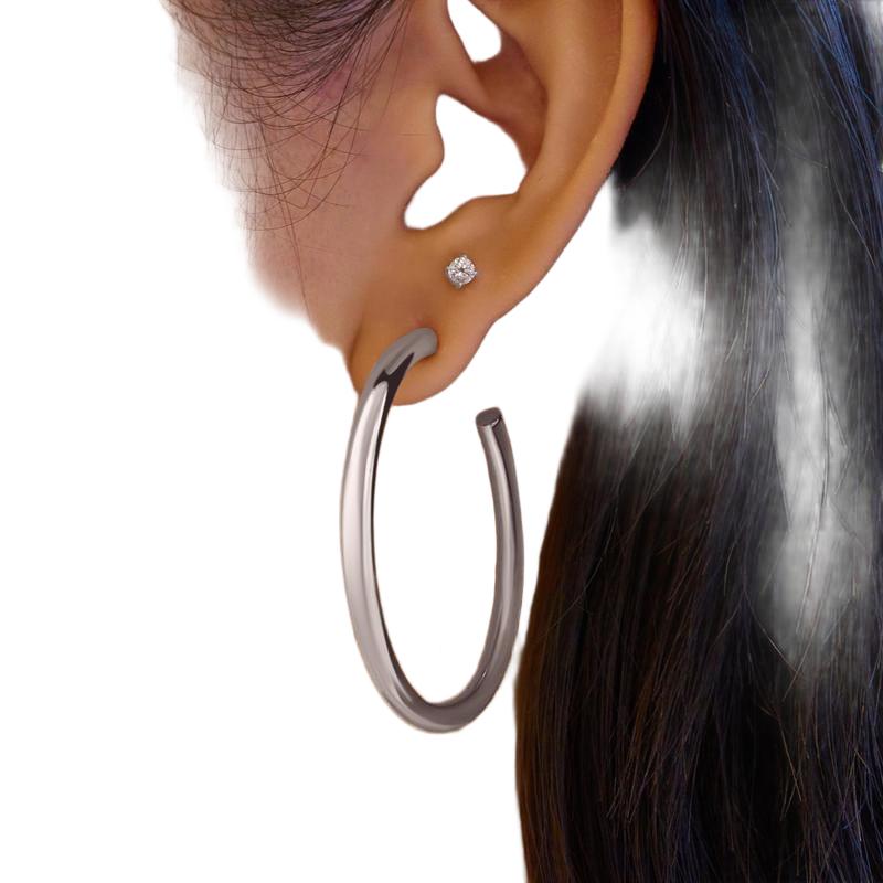 Ania Haie Silver Classic Tube Large Hoop Earrings