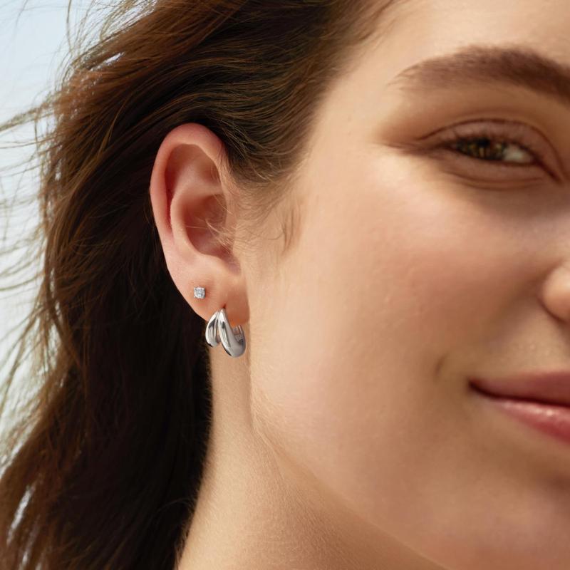 Ania Haie Silver Dome Huggie Hoop Earrings