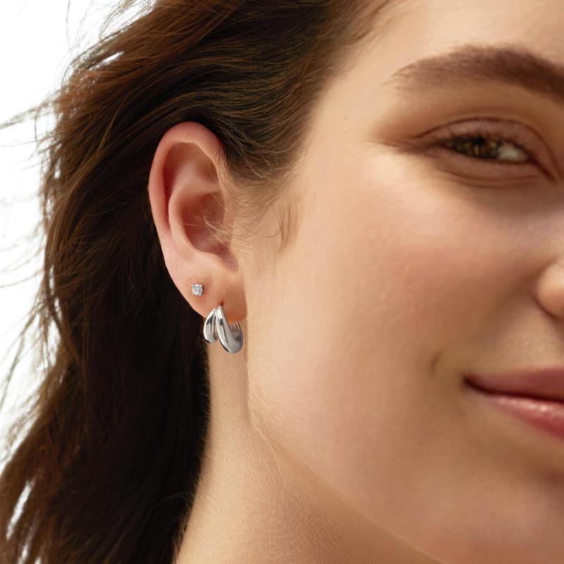 Ania Haie Silver Dome Huggie Hoop Earrings