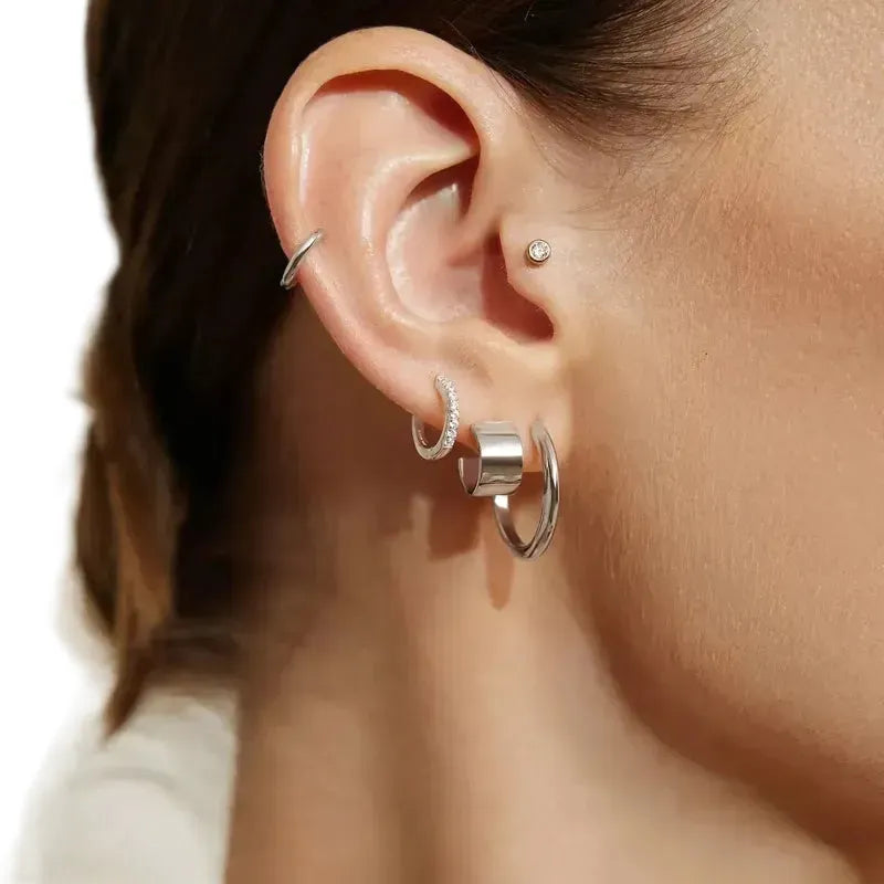 Ania Haie Silver Flat Small Huggie Hoop Earrings