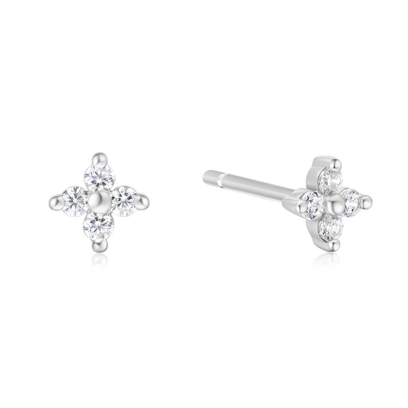 Ania Haie Silver Four-Petal Stud Earrings