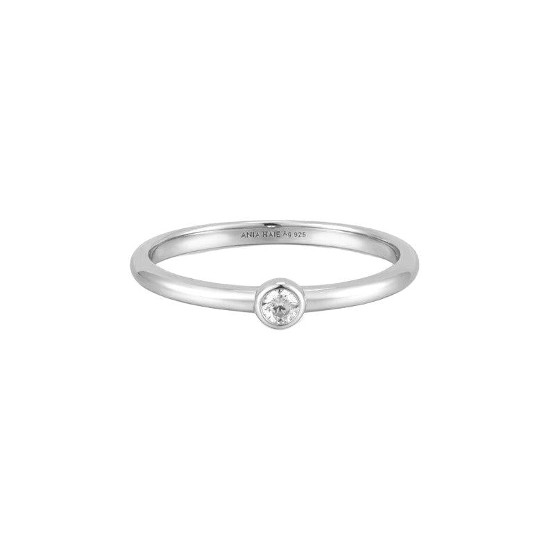 Ania Haie Silver Half Round Cubic Zirconia Ring