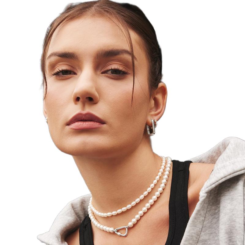 Ania Haie Silver Lobster Clasp Shell Pearl Necklace