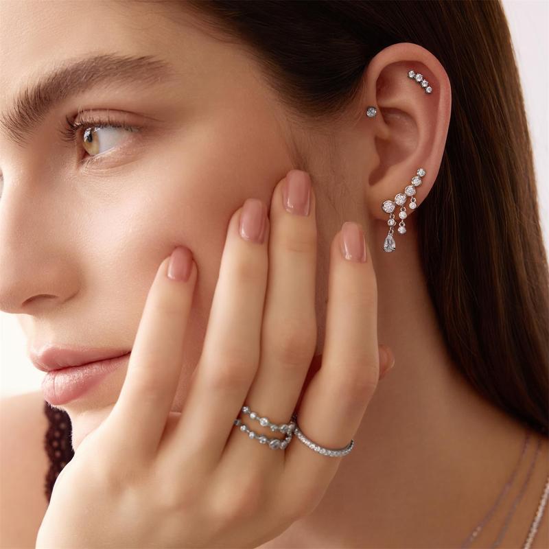 Ania Haie Silver Molten Cascade Bar Climber Earrings