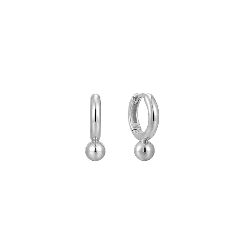 Ania Haie Silver Orb Drop Huggie Hoop Earrings