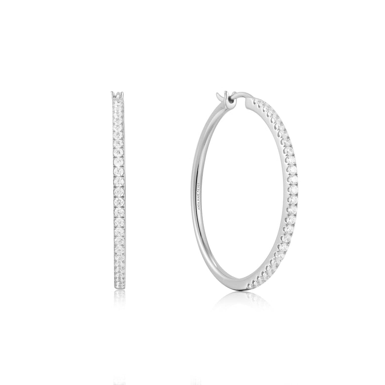 Ania Haie Silver Pave Hoop Earrings