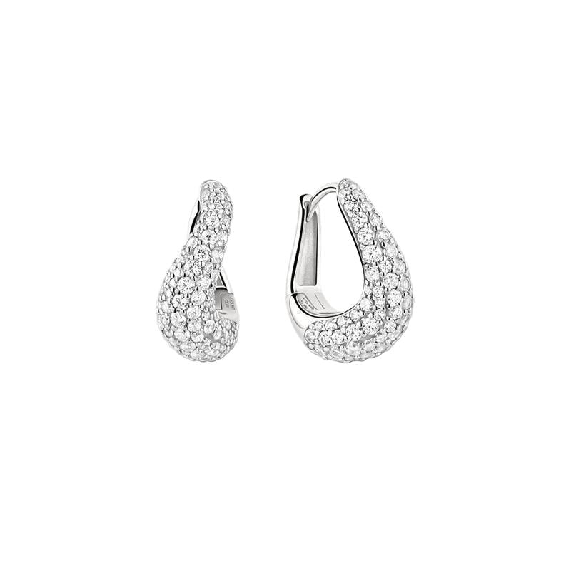 Ania Haie Silver Pave Wave Huggie Hoop Earrings