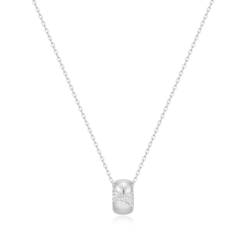 Ania Haie Silver Puffed Rivulet Pave Necklace