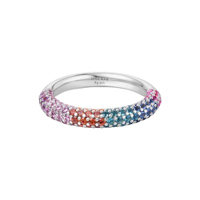 Ania Haie Silver Rainbow Pavé Ring