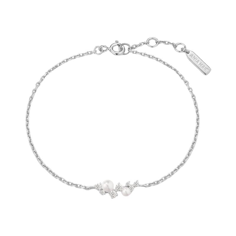 Ania Haie Silver Shell Pearl Cluster Bracelet