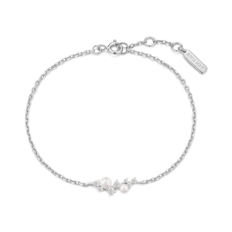 Ania Haie Silver Shell Pearl Cluster Bracelet