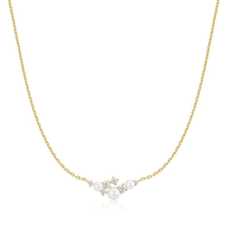 Ania Haie Silver Shell Pearl Cluster Necklace