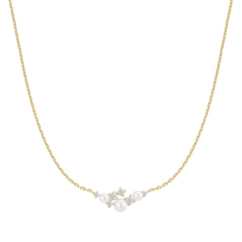 Ania Haie Silver Shell Pearl Cluster Necklace