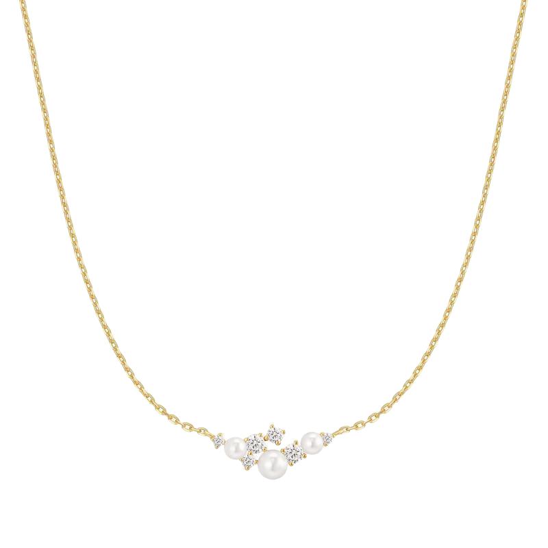 Ania Haie Silver Shell Pearl Cluster Necklace