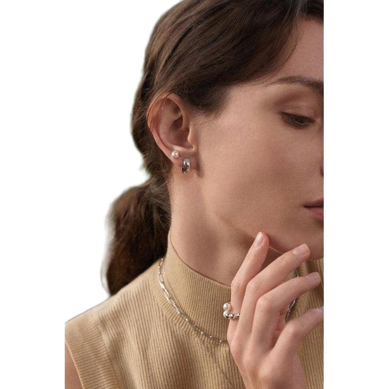 Ania Haie Silver Sparkle Chubby Huggie Hoop Earrings