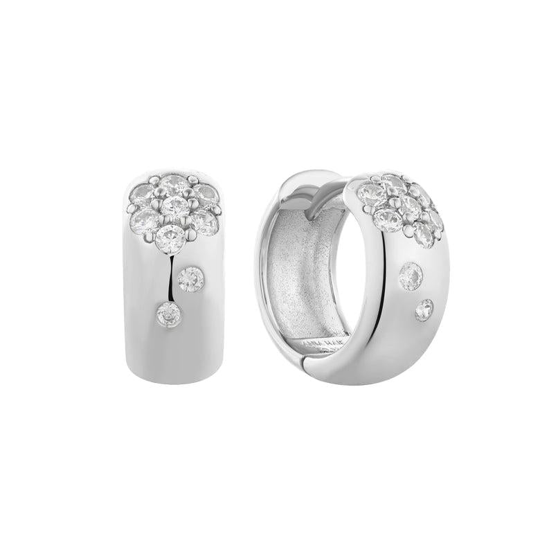 Ania Haie Silver Sparkle Chubby Huggie Hoop Earrings
