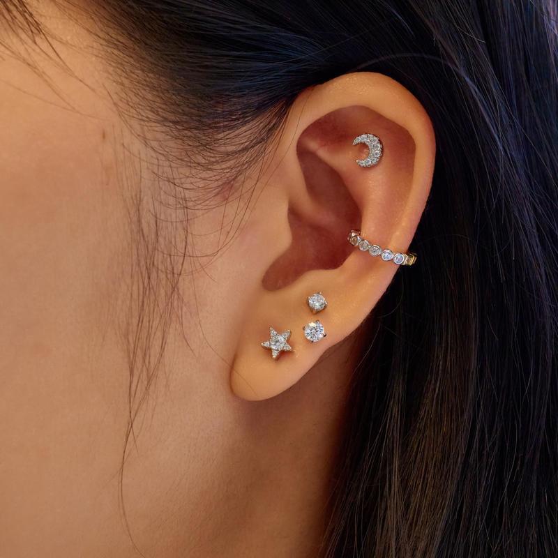Ania Haie Silver Sparkle Round Barbell Earring