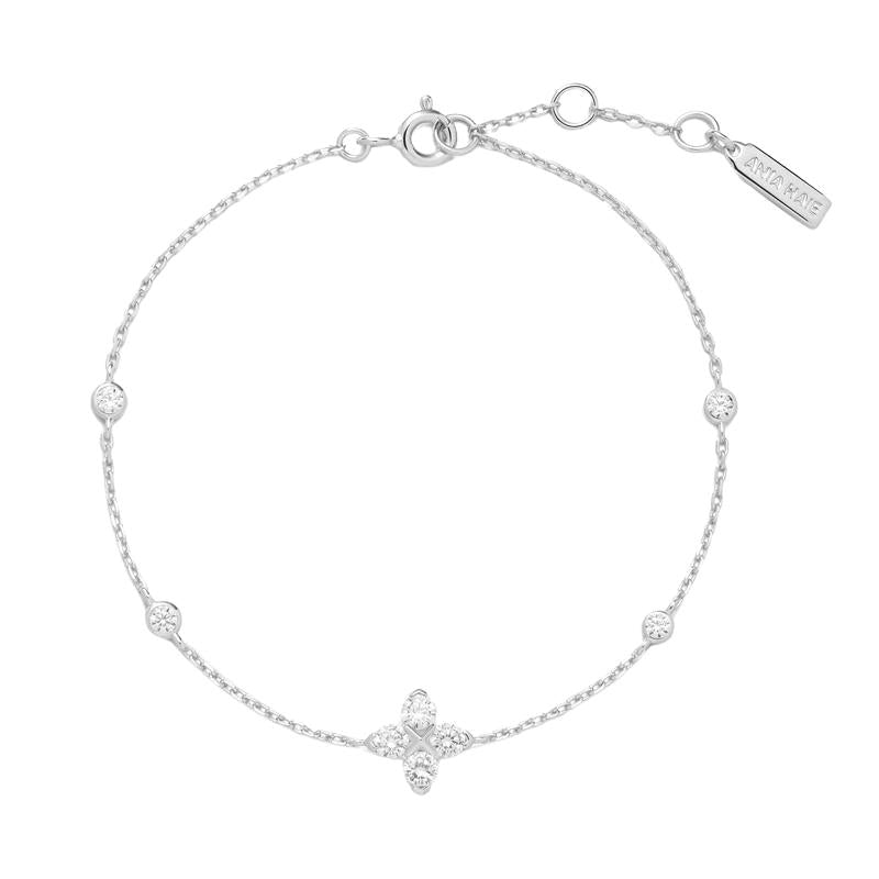Ania Haie Silver Sparkling Lucky Clover Bracelet