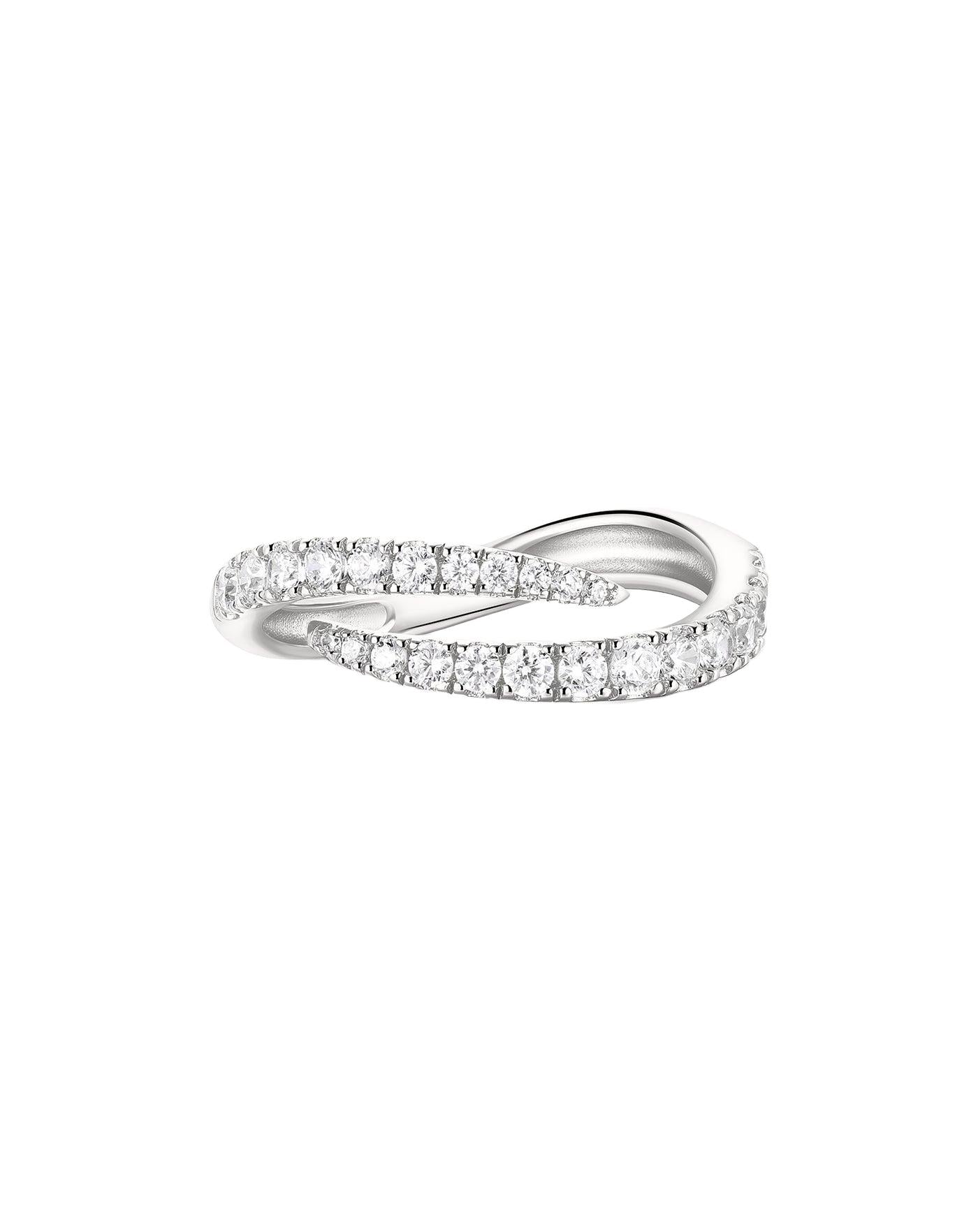 Ania Haie Silver Spiral Pave Adjustable Ring