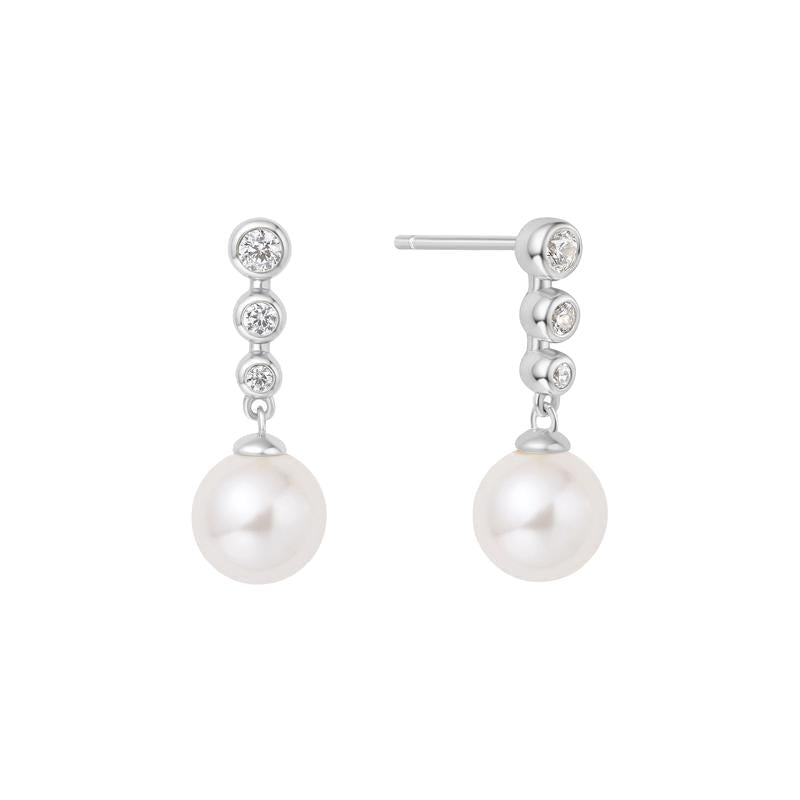 Ania Haie Silver Tennis Beaded Stone Pearl Drop Stud Earrings