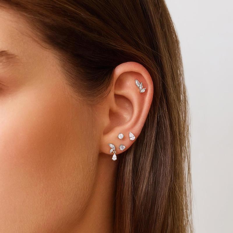 Ania Haie Silver Triple Marquise Barbell Single Earring