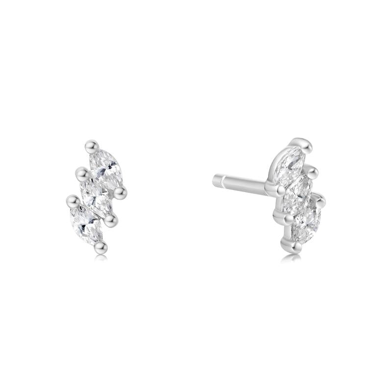 Ania Haie Silver Triple Marquise Stud Earrings