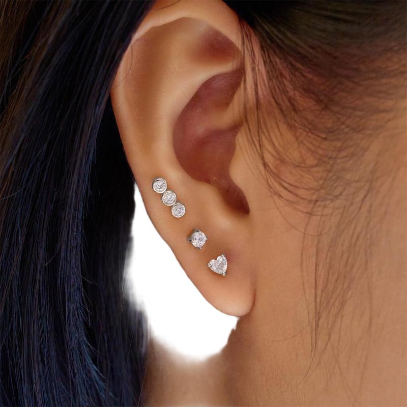 Ania Haie Silver Triple Stone Bezel Barbell Single Earring