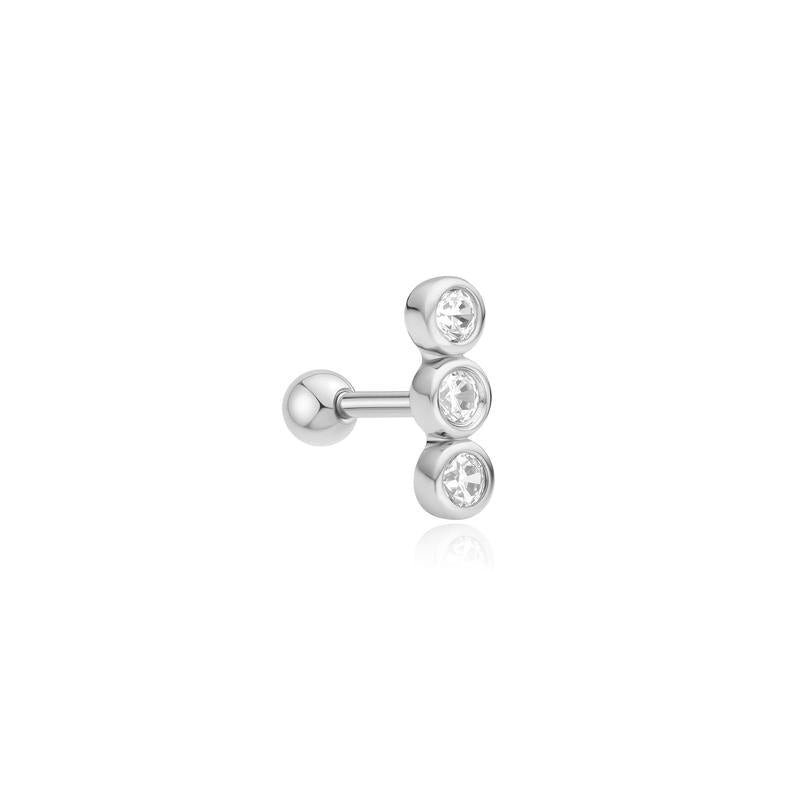 Ania Haie Silver Triple Stone Bezel Barbell Single Earring