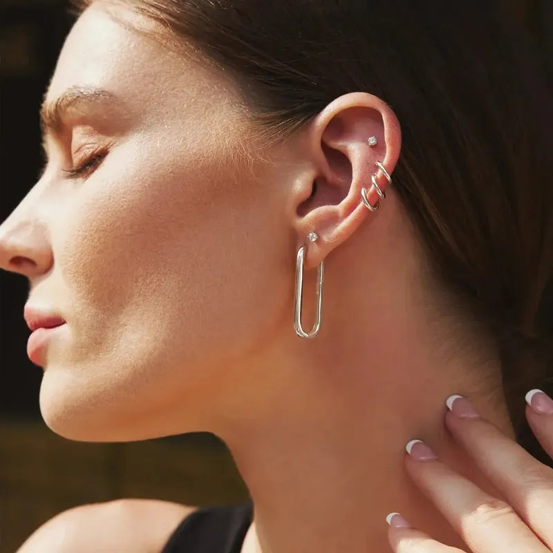 Ania Haie Silver Tube Oversized U Hoop Earrings