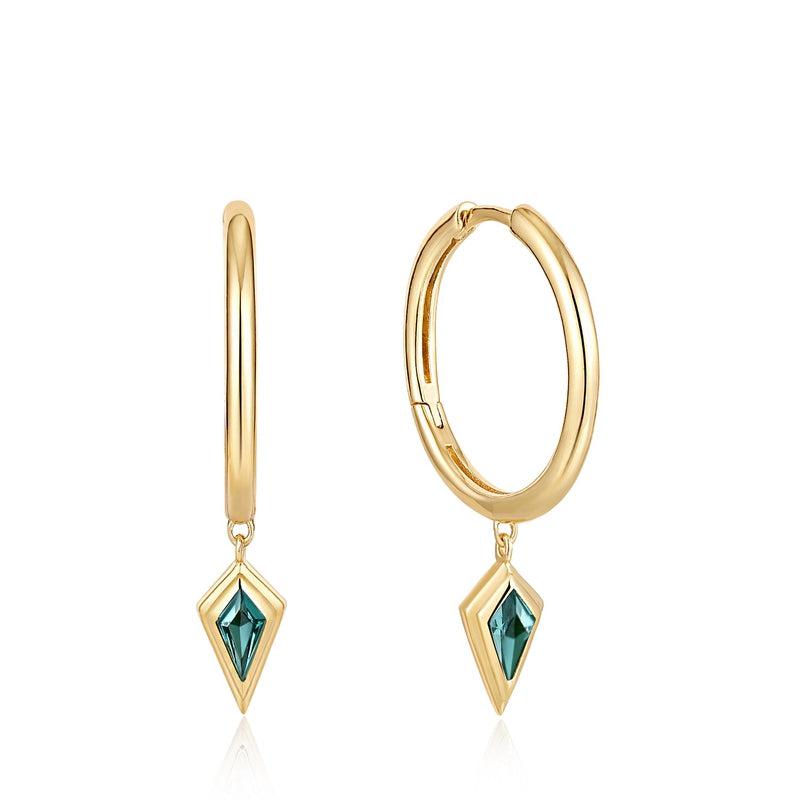 Ania Haie Teal Sparkle Drop Pendant Hoop Earrings