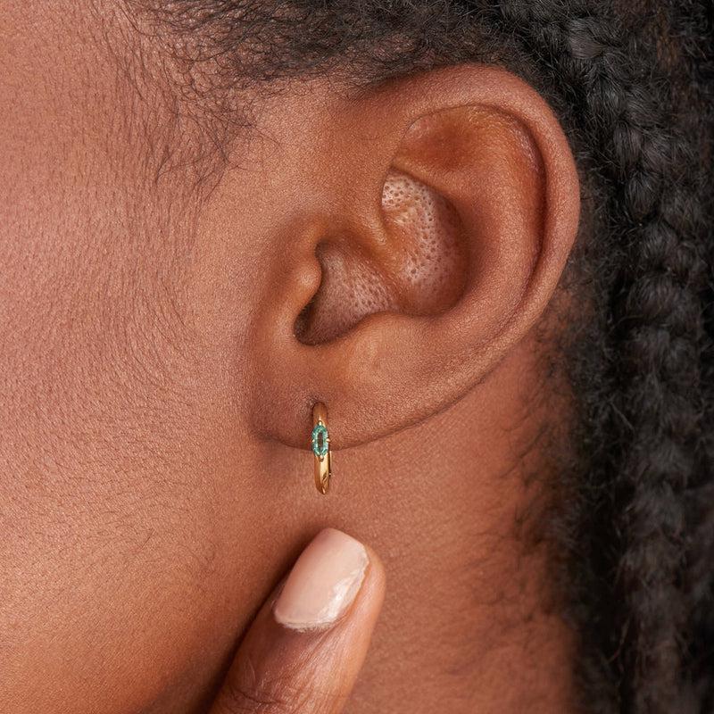 Ania Haie Teal Sparkle Emblem Huggie Hoop Earrings