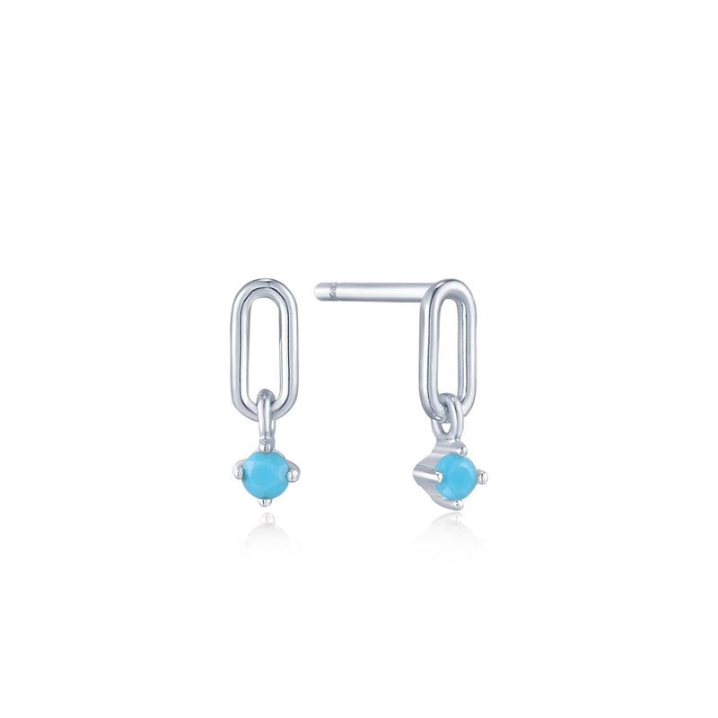 Ania Haie Turquoise Silver Link Stud Earrings