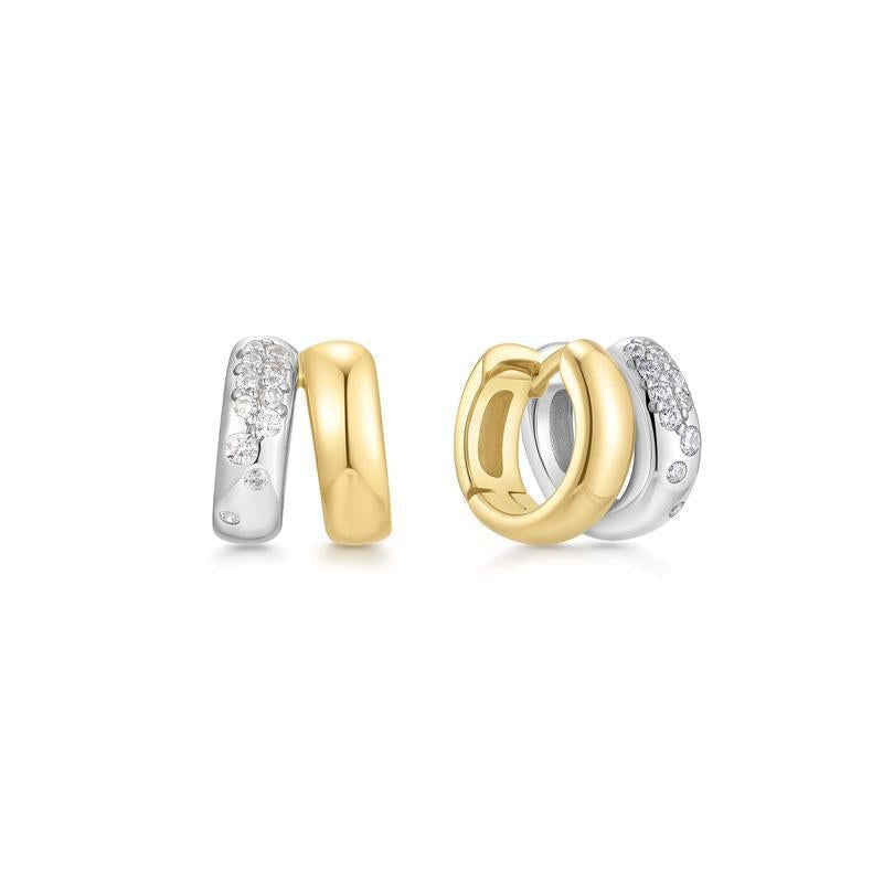 Ania Haie Two-Tone Sparkling Duet Mixed Huggie Hoop Earrings