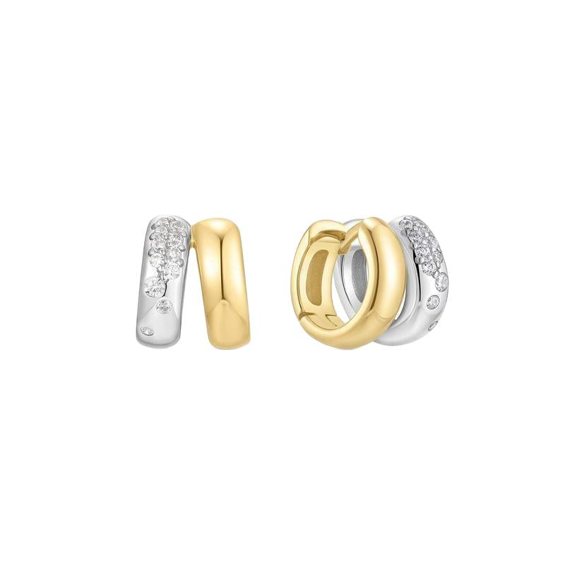 Ania Haie Two-Tone Sparkling Duet Mixed Huggie Hoop Earrings