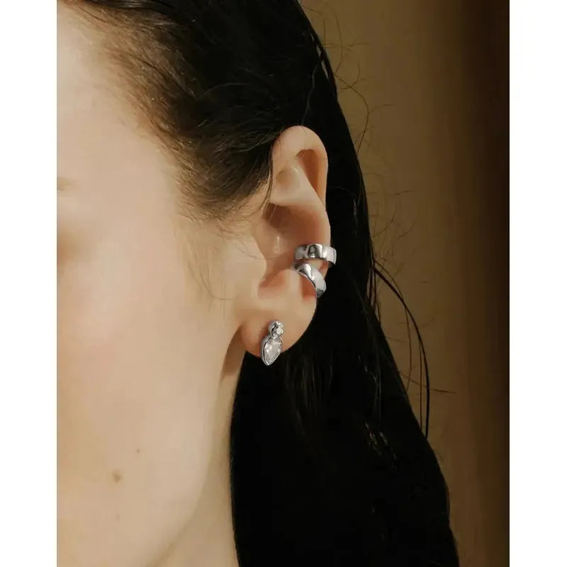 Ania Haie Wanderer Bezel Inverted Teardrop & Round Stud Earrings