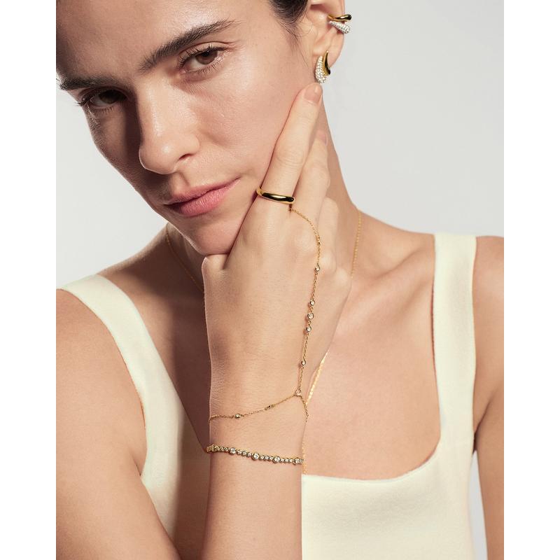 Ania Haie Wanderer Gold Bezel-Set Station Hand Chain B076-07G