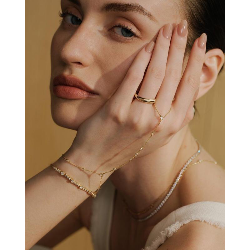 Ania Haie Wanderer Gold Bezel-Set Station Hand Chain B076-07G