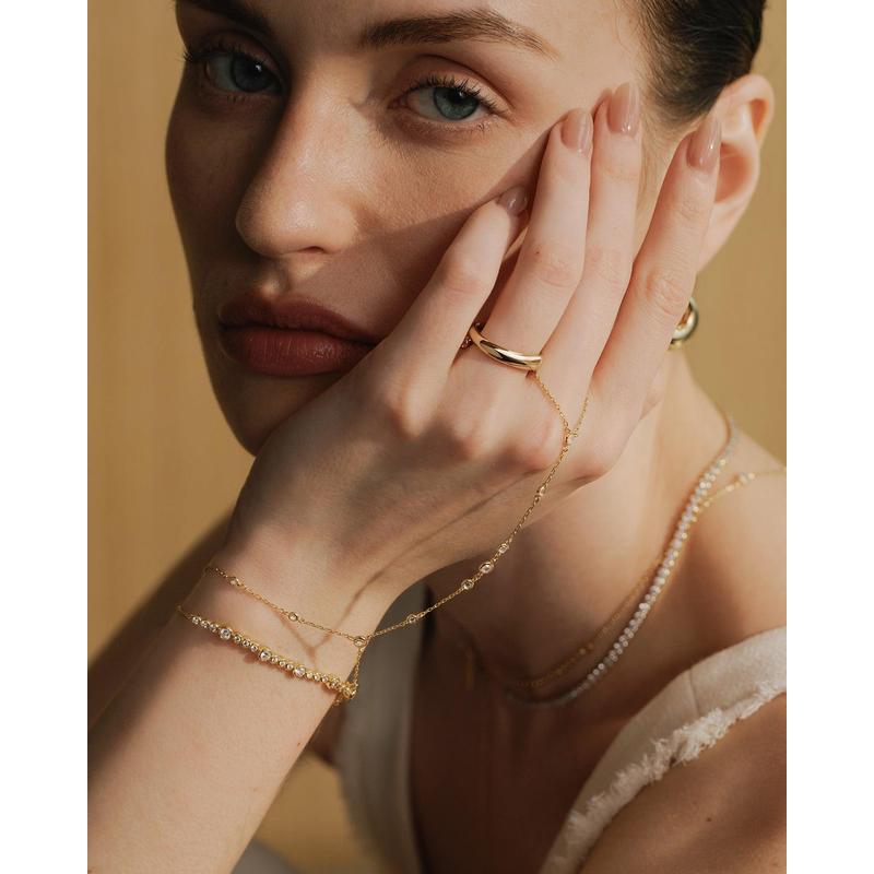 Ania Haie Wanderer Gold Bezel-Set Station Hand Chain B076-07G