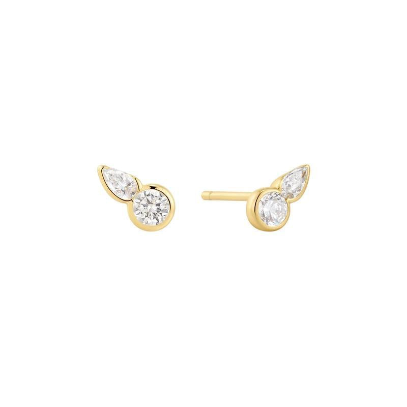 Ania Haie Wanderer Gold Bezel Round & Teardrop Stud Earrings E076-01G