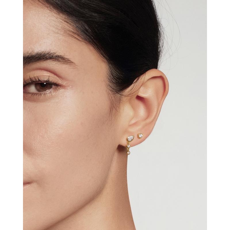 Ania Haie Wanderer Teardrop & Bezel Round Dangle Stud Earrings E076-03G