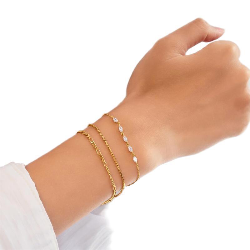 Ania Haie Yellow Gold Bracelet with White Cubic Zirconia Stones