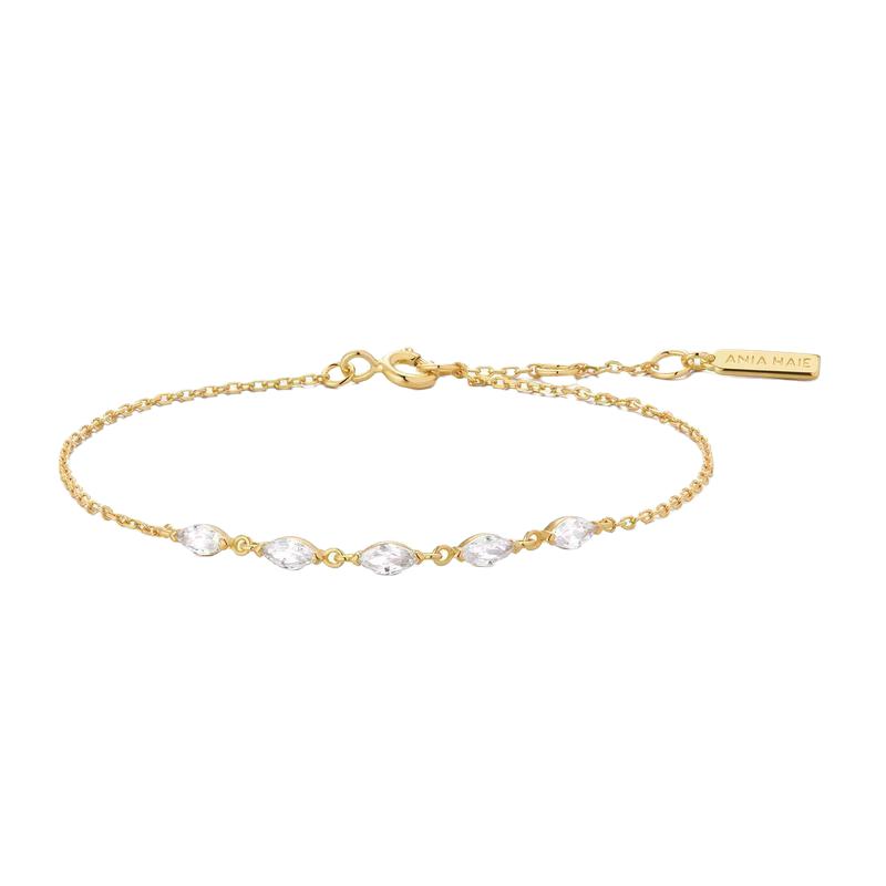 Ania Haie Yellow Gold Bracelet with White Cubic Zirconia Stones