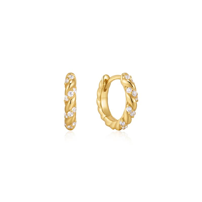 Ania Haie Yellow Gold Cubic Zirconia Hoop Earrings