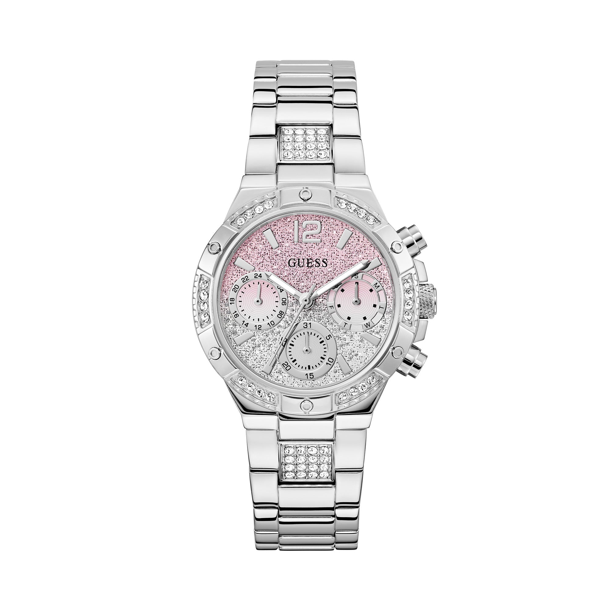 Guess Harlow Quartz Women's 38mm Crystal-Studded Pink Dial Watch