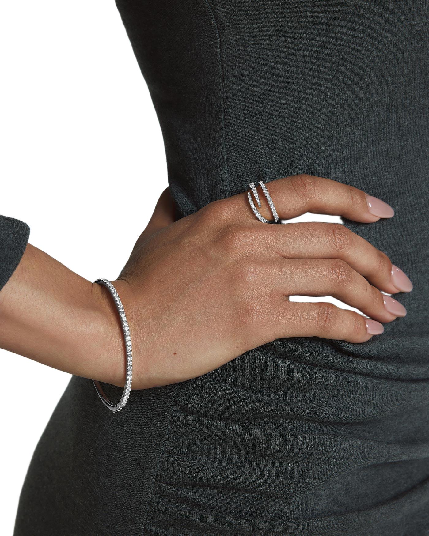 Ania Haie Silver Spiral Pave Adjustable Ring