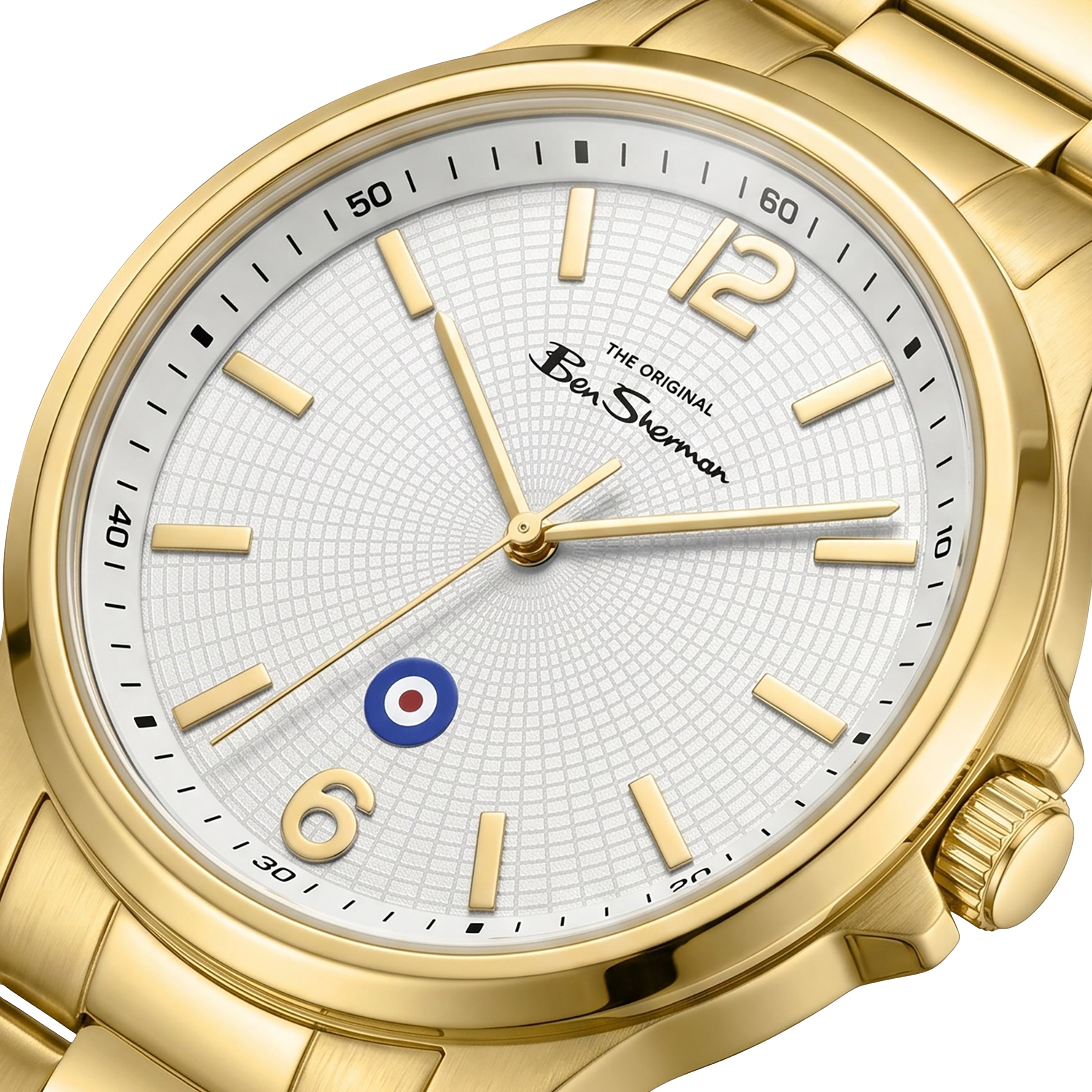 Ben Sherman Men’s Gold-Tone Watch with Textured White Dial