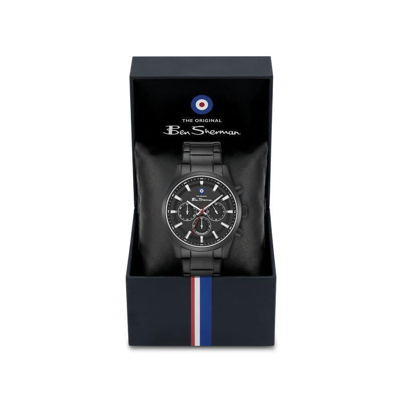 Ben Sherman Men's Black Chronograph Watch with Black Stainless Steel Bracelet