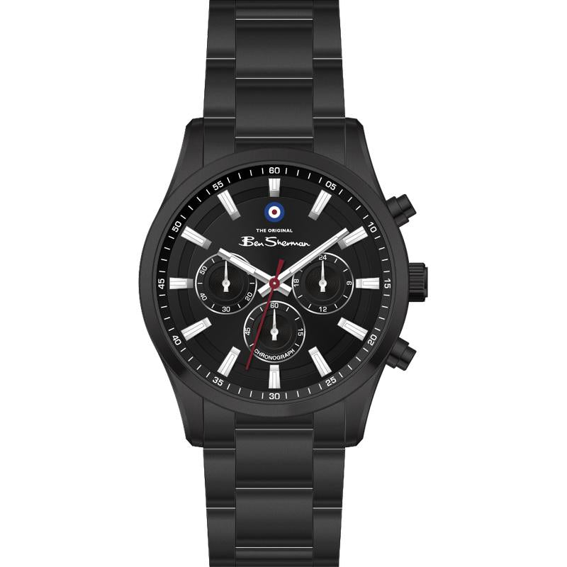 Ben Sherman Men's Black Chronograph Watch with Black Stainless Steel Bracelet