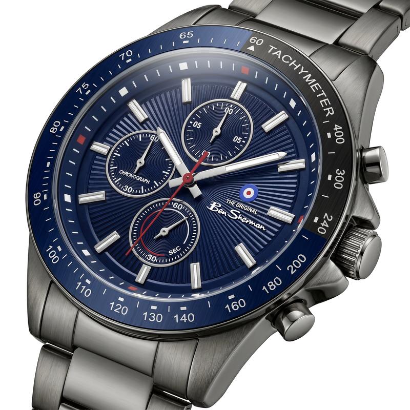 Ben Sherman Men’s Black Chronograph Watch with Navy Dial