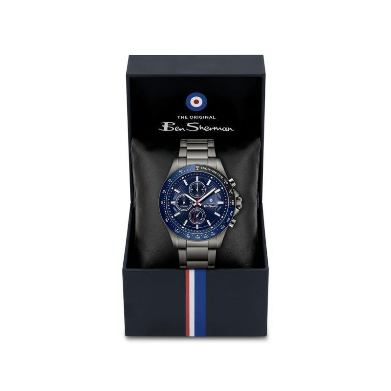 Ben Sherman Men’s Black Chronograph Watch with Navy Dial
